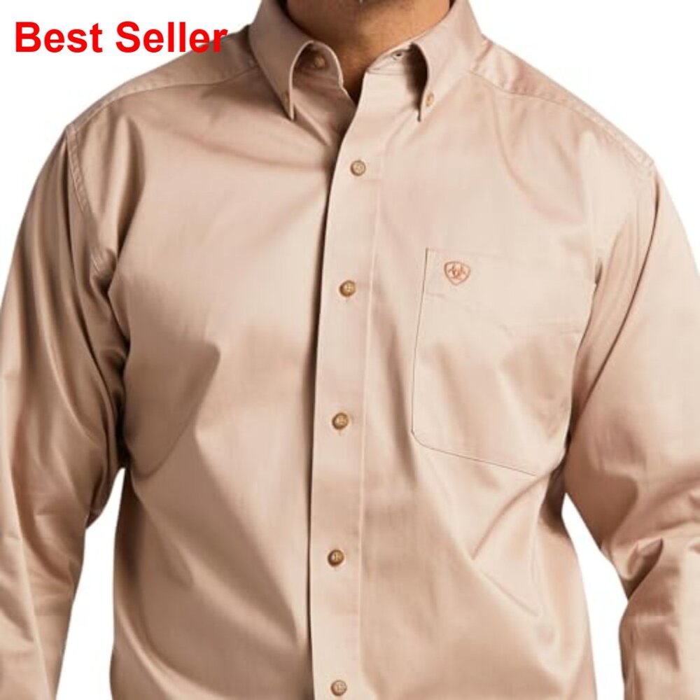 Solid Twill Classic Fit Button Down Shirt 100% Co… - image 5